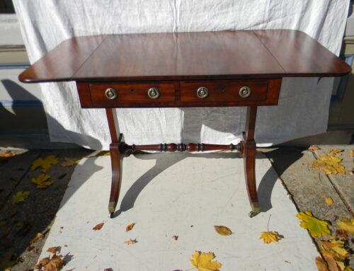 Mahogany Inlaid Sofa Table,24”d-29”l Circa 1810