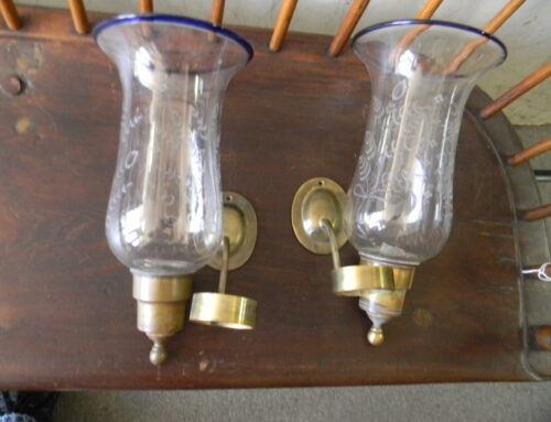 Pair of Etched Glass Wall Sconces 19th Century