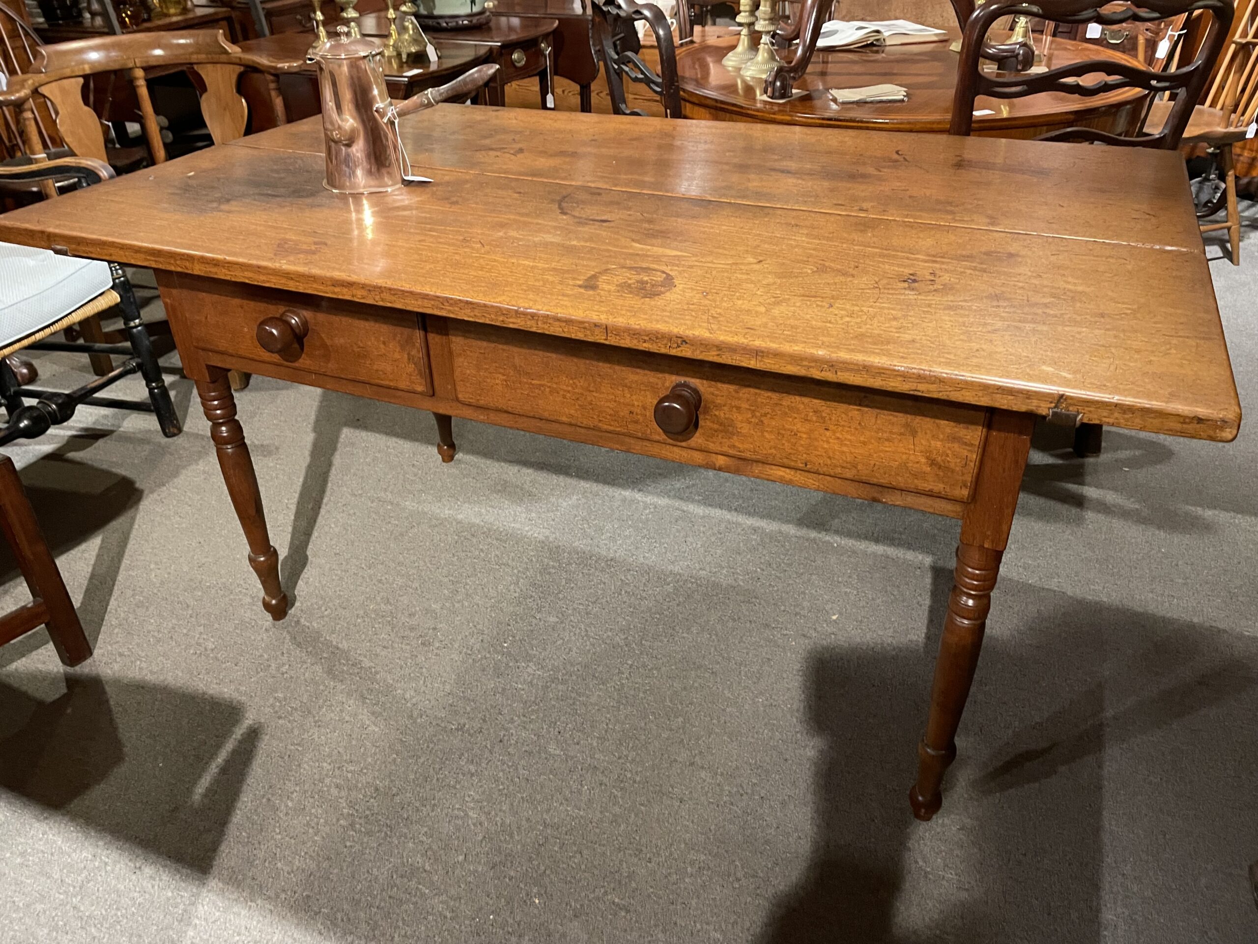 Walnut Pin Top Farm Table PA. Circa 1800,